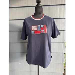 Women's Navy Blue/Red/white Size Large Patchwork‎ Design With Hearts!